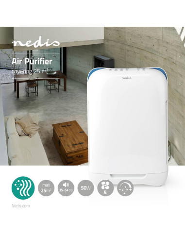 Nedis Aipu200Cwt Oczyszczacz Powietrza 25 M2 54 Db 50 W Biały