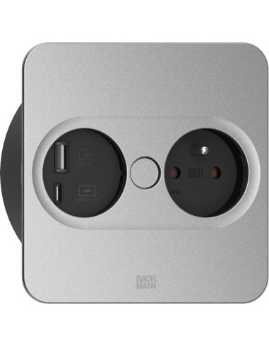Bachmann 946.015 Gniazdko Elektryczne Type E + Usb A + Usb C Stal Nierdzewna