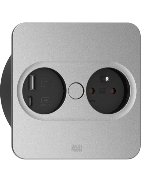 Bachmann 946.015 Gniazdko Elektryczne Type E + Usb A + Usb C Stal Nierdzewna