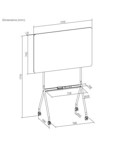 Mobilna Tablica Suchościeralna Ergo Office, Orientacja Pozioma, Biała, Jednostronna, Z Półką, Wymiary Tablicy 1190X790Mm, Er-306
