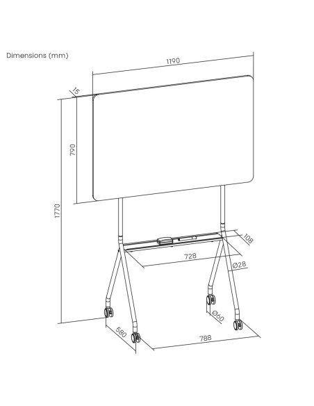 Mobilna Tablica Suchościeralna Ergo Office, Orientacja Pozioma, Biała, Jednostronna, Z Półką, Wymiary Tablicy 1190X790Mm, Er-306