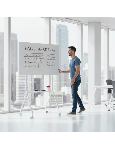Mobilna Tablica Suchościeralna Ergo Office, Orientacja Pozioma, Biała, Jednostronna, Z Półką, Wymiary Tablicy 1190X790Mm, Er-306