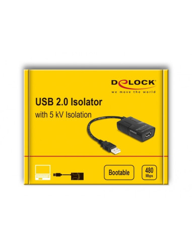 Delock Izolator Usb 2.0 Typu-A Męski Na Żeński Z Izolacją 5 Kv Dla Linii Przesyłu Danych