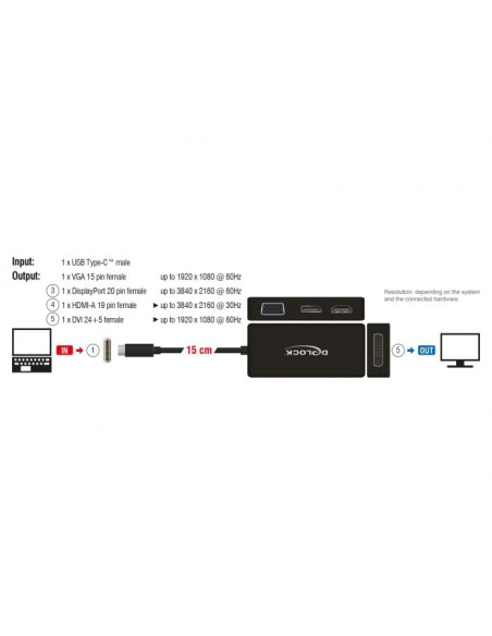 Delock 63929 Stacja Dokująca Usb 2.0 Type-C Czarny