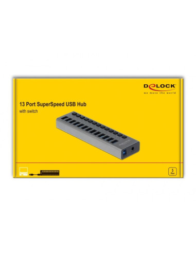 Delock Hub Zewnętrzny Usb 5 Gbps – 13 Portów + Switch