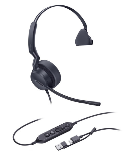 Yealink Uh44 Mono Teams Usb-C/A Zestaw Słuchawkowy Przewodowa Opaska Na Głowę Biuro/Centrum Telefoniczne Usb Type-C / Usb Type-A