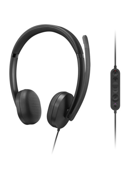 Przewodowy Zestaw Słuchawkowy Voip Lenovo 5000 Z Mikrofonem, Usb A/C, Czarny