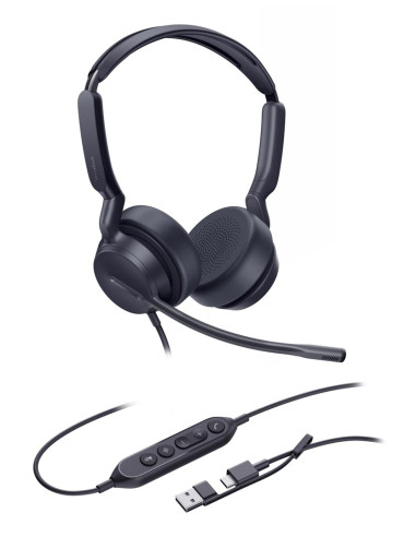 Yealink Uh42 Dual Uc Usb-C/A Zestaw Słuchawkowy Przewodowa Opaska Na Głowę Połączenia/Muzyka Usb Type-C / Usb Type-A Czarny