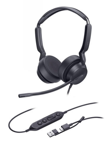 Yealink Uh42 Dual Uc Usb-C/A Zestaw Słuchawkowy Przewodowa Opaska Na Głowę Połączenia/Muzyka Usb Type-C / Usb Type-A Czarny