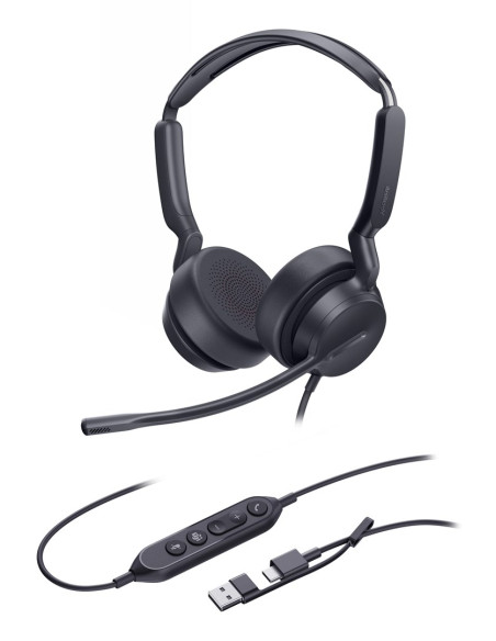 Yealink Uh42 Dual Teams Usb-C/A Zestaw Słuchawkowy Przewodowa Opaska Na Głowę Połączenia/Muzyka Usb Type-C / Usb Type-A Czarny