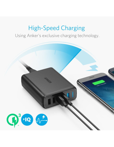 Anker Powerport Speed 5, 63W 5-Portowa Ładowarka Usb, Zasilacze Z Quick Charge 3.0