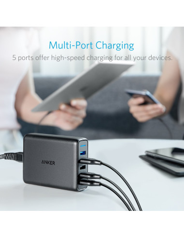 Anker Powerport Speed 5, 63W 5-Portowa Ładowarka Usb, Zasilacze Z Quick Charge 3.0