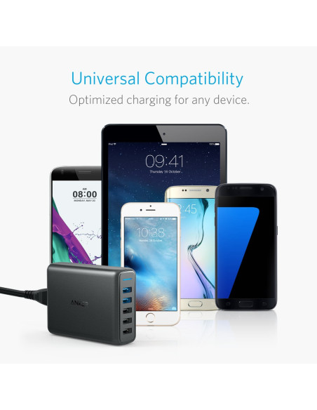 Anker Powerport Speed 5, 63W 5-Portowa Ładowarka Usb, Zasilacze Z Quick Charge 3.0