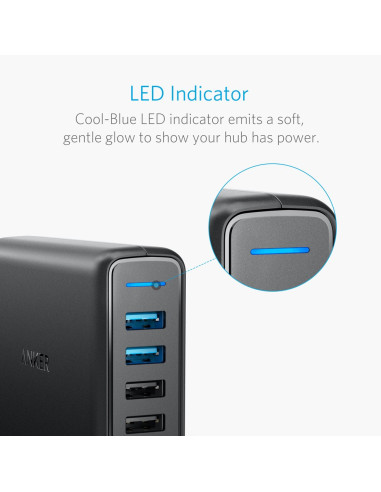 Anker Powerport Speed 5, 63W 5-Portowa Ładowarka Usb, Zasilacze Z Quick Charge 3.0