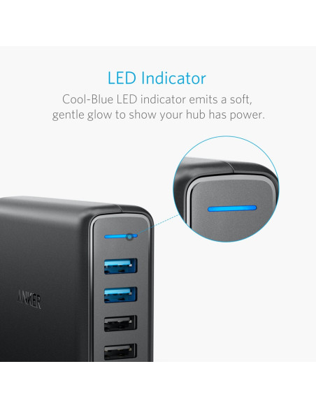 Anker Powerport Speed 5, 63W 5-Portowa Ładowarka Usb, Zasilacze Z Quick Charge 3.0
