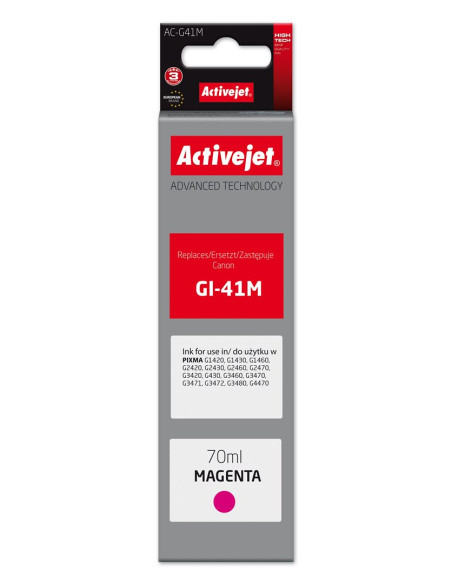 Activejet Ac-G41M Tusz Buteleczka Z Atramentem  (Zamiennik Canon Gi-41M 4544C001  Supreme  70 Ml  Czerwony)