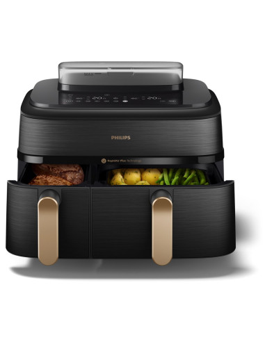 Frytownica Powietrzna Philips Z Podwójną Parą Na552/00 Seria 5000 Moc 2750 W Pojemność 9 L Rapidair Plus Czarny