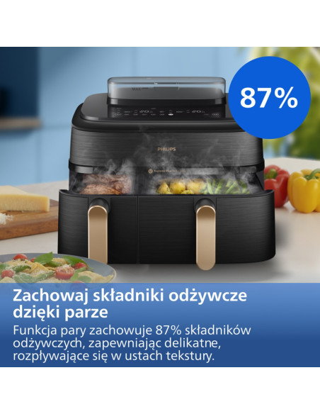 Frytownica Powietrzna Philips Z Podwójną Parą Na552/00 Seria 5000 Moc 2750 W Pojemność 9 L Rapidair Plus Czarny