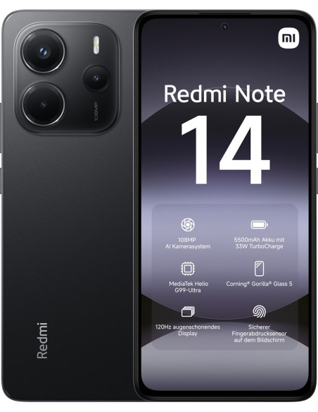 Xiaomi Redmi Note 14 16,9 Cm (6.67") Hybrid Dual Sim 4G Usb Type-C 6/ 128 Gb 5500 Mah Czarny