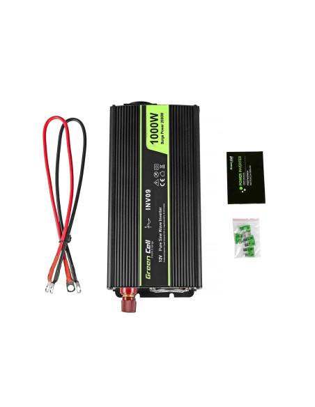 Green Cell Przetwornica Inv09 12V-230V 1000W/2000W Czysta Sinusoida