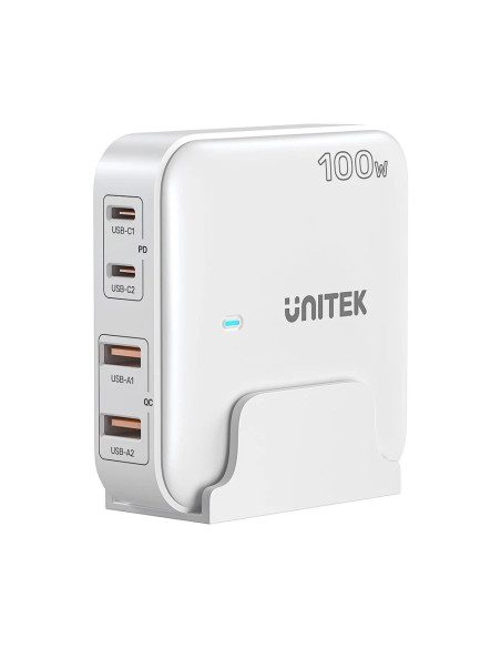 Unitek Ładowarka Biurkowa Gan 100W 2Xusb-A 2Xusb-C Biała