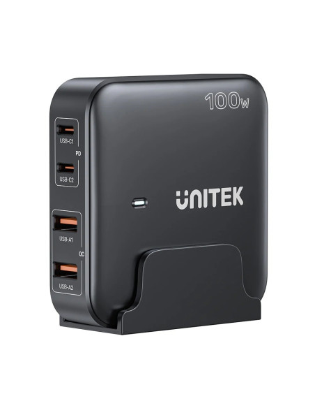 Unitek Ładowarka Biurkowa Gan 100W 2Xusb-A 2Xusb-C Czarna