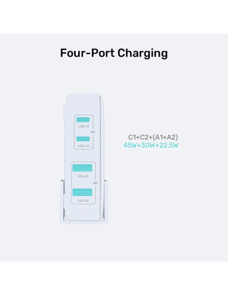 Unitek Ładowarka Biurkowa Gan 100W 2Xusb-A 2Xusb-C Czarna