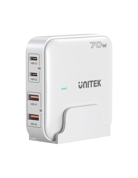 Unitek Ładowarka Biurkowa Gan 70W 2Xusb-A 2Xusb-C Biała