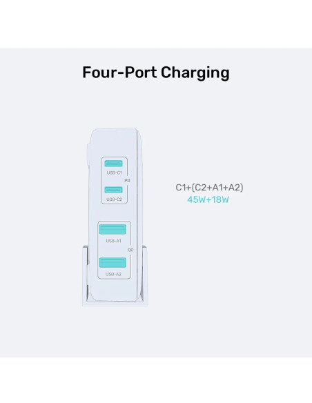 Unitek Ładowarka Biurkowa Gan 70W 2Xusb-A 2Xusb-C