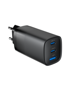 Gembird Szybka Ładowarka Usb Power Delivery Usb Typu C, 3X Usb, 65 W, Gan Czarna