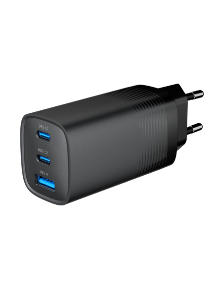 Gembird Szybka Ładowarka Usb Power Delivery Usb Typu C, 3X Usb, 65 W, Gan Czarna