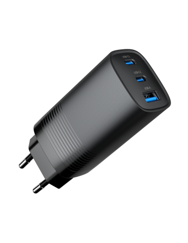 Gembird Szybka Ładowarka Usb Power Delivery Usb Typu C, 3X Usb, 65 W, Gan Czarna