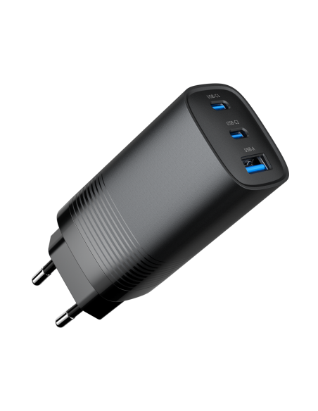 Gembird Szybka Ładowarka Usb Power Delivery Usb Typu C, 3X Usb, 65 W, Gan Czarna