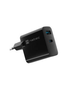 Natec Ładowarka Ribera Gan 1X Usb-A + 1X Usb-C 45W Czarna Nuc-2143