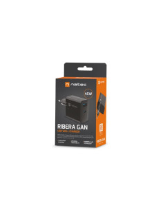 Natec Ładowarka Ribera Gan 1X Usb-A + 1X Usb-C 45W Czarna Nuc-2143 2