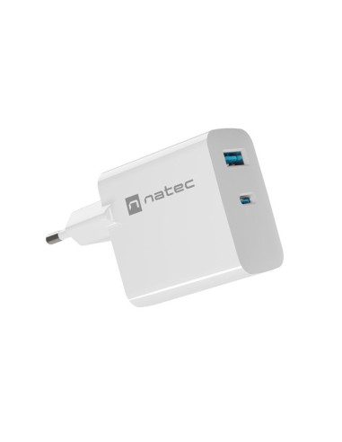 Natec Ładowarka Ribera Gan 1X Usb-A + 1X Usb-C 45W Biała Nuc-2142