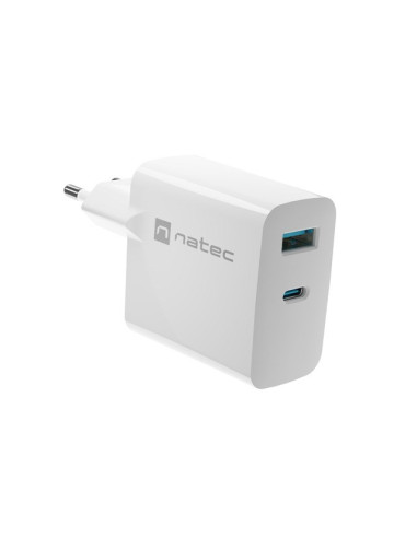 Natec Ładowarka Ribera Gan 1X Usb-A + 1X Usb-C 45W Biała Nuc-2142