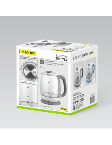 Czajnik Elektryczny Szklany 1,7L 2200W Mr-056-Blue Maestro