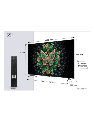 Telewizor Tcl 55C6K Qd-Mini Led 55" 4K Ultra Hd Google Tv Dolby Atmos Dvb-T2 Metaliczny