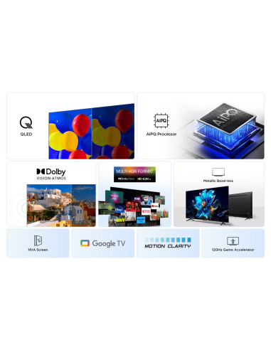Telewizor Tcl 43P7K Qled 40" 4K Ultra Hd Google Tv Dolby Atmos Dvb-T2 Metaliczny
