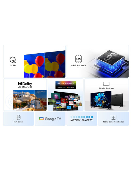 Telewizor Tcl 43P7K Qled 40" 4K Ultra Hd Google Tv Dolby Atmos Dvb-T2 Metaliczny