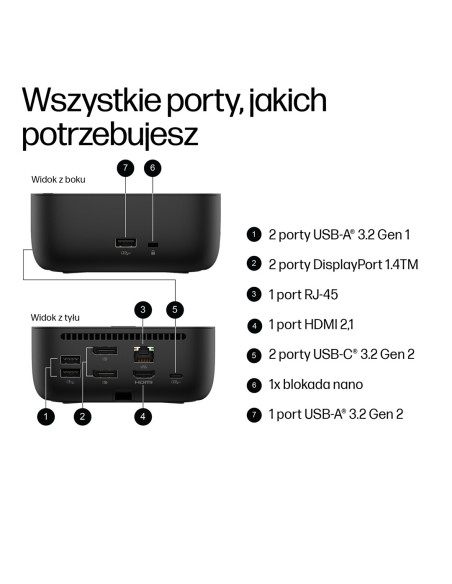 Stacja Dokująca + Zasilacz Hp Usb-C Dock G6 100W Czarna 9X3V1Ut Abb