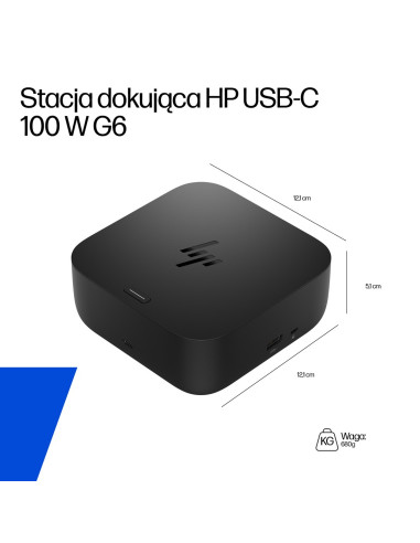 Stacja Dokująca + Zasilacz Hp Usb-C Dock G6 100W Czarna 9X3V1Ut Abb