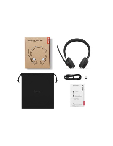 Lenovo Anc Headset 6550 Zestaw Słuchawkowy Bezprzewodowy Opaska Na Głowę Biuro/Centrum Telefoniczne Usb Type-C Bluetooth Czarny