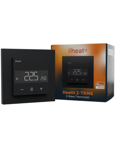 Termostat Heatit Z-Trm6 Black Matt Z-Wave Thermostat 3600W 16A 868,4 Mhz