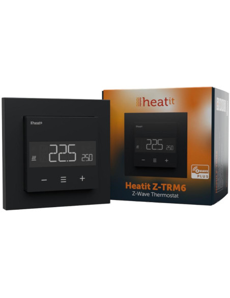 Termostat Heatit Z-Trm6 Black Matt Z-Wave Thermostat 3600W 16A 868,4 Mhz