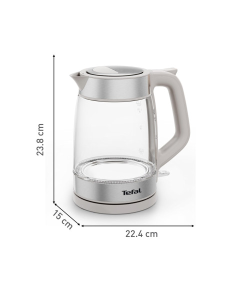 Tefal Glass Kettle Ki605B30 Czajnik Elektryczny 1,7 L 2200 W Szary, Srebrny, Przezroczysty