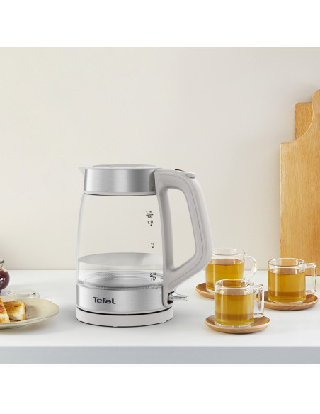 Tefal Glass Kettle Ki605B30 Czajnik Elektryczny 1,7 L 2200 W Szary, Srebrny, Przezroczysty