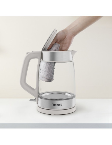 Tefal Glass Kettle Ki605B30 Czajnik Elektryczny 1,7 L 2200 W Szary, Srebrny, Przezroczysty