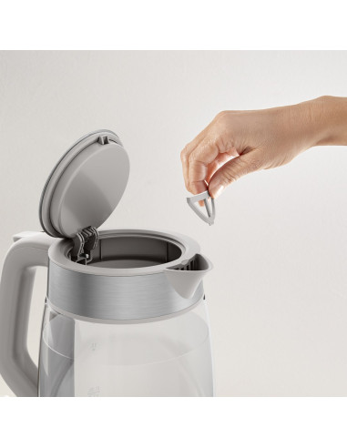 Tefal Glass Kettle Ki605B30 Czajnik Elektryczny 1,7 L 2200 W Szary, Srebrny, Przezroczysty